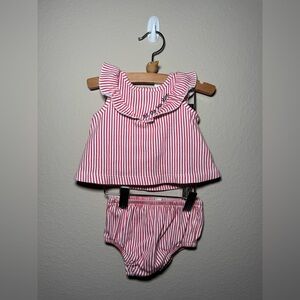 Starting out 3 months red & white striped 2 piece outfit